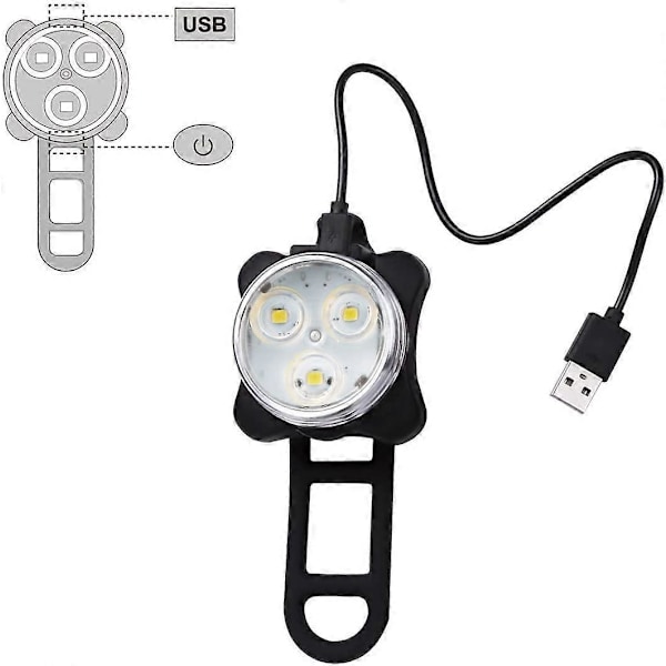 USB Ladattava Polkupyörän Valosarja, Erittäin Kirkas Etuvalo ja Takana LED-Polkupyörän Valo, 650mah Litiumakku, 4 Valotilaa (2 USB-kaapelia)