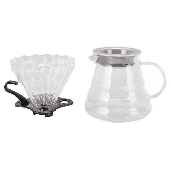 Hæld over kaffemaskine 600ML glas kaffedrypperkande med filterkop og papir til hjemmet