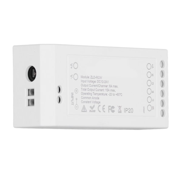 Zigbee LED-driver, smart home LED-strip-controller, RGB+CW-lysstripekontroller med app, DC12~24V
