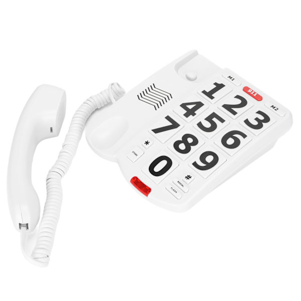 Big Button Phone Kablet Big Button fastnettelefon med letlæselige store knapper og super høje ringetoner
