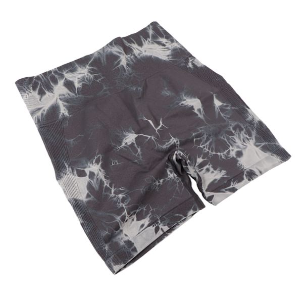 Yoga Shorts Hög Midja Grå Tie Dyeing Mjuka Rumplyftande Yoga Shorts för Kvinnor Löpning M