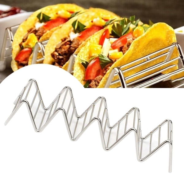 Rustfritt stål V-formet tacoholder maisrull vårrull taco stativ hjem pannekake matstativ 4-5 rutenett 6,3x22,5x4,5cm/2,5x8,9x1,8in