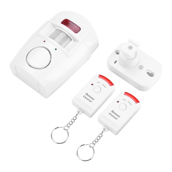 PIR infrarød bevegelsesdetektor Alarmenhet med 2 fjernkontroller Home Safety System