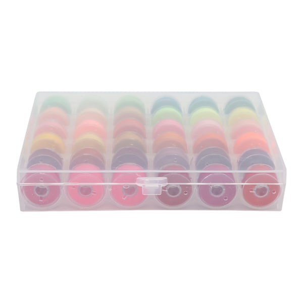36-färgad sytrådssats i polyester med transparent spollåda för hushålls-DIY, varma färger 1616