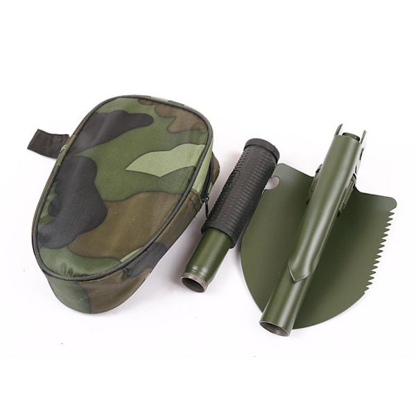 Utendørs sammenleggbar spade multifunksjonell karbonstål camping spade sammenleggbar spade camping med oppbevaringspose barnespade for overlevelsesaktiviteter