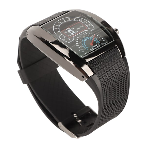 LED-display flygplansur med hög precision, bekväma armbandsur, LED-ur med tids- och datumvisning, svart hölje, svart rem