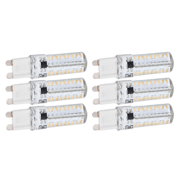 6 stk. G9 pære 72LED lille pære 5W 220V silikone loftslampe væglampe pære til hjem varmt lys