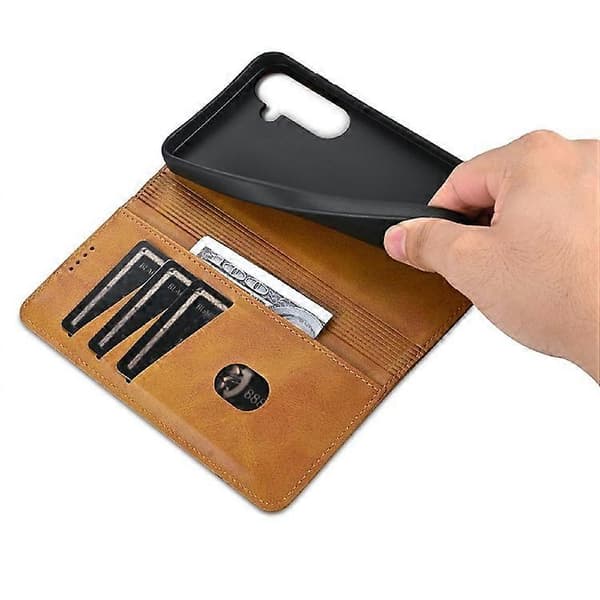 AZNS Compatible Case for Samsung Galaxy A56 5G, PU Leather Wallet Case with Cowhide Texture Brown
