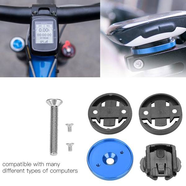 Mountain Road Bike Computer Holder Stem Top Cap Stopwatch GPS Speedometer Mount (Blå)