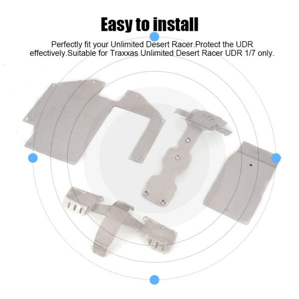 Karosserirustning i rustfritt stål foran chassis bak beskyttelsessett for TRAXXAS 1/7 UDR RC-tilbehør