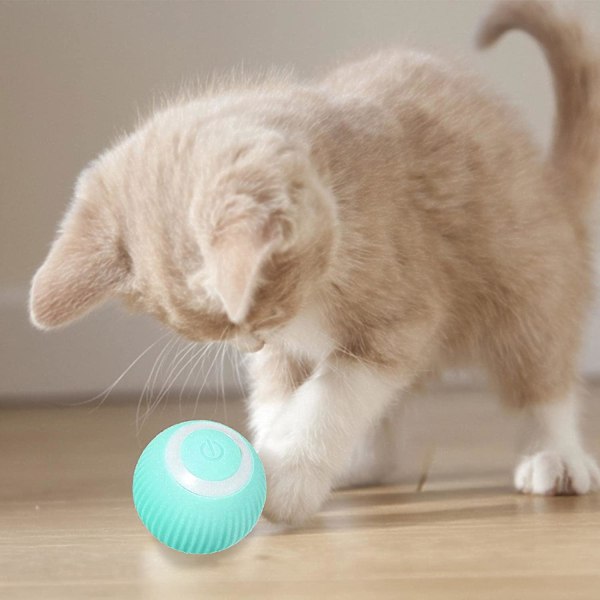 Interaktiv Kattleksaksboll, Boll med LED-ljus, Interaktiv Inomhusleksak för Hundar, Kattungar, 360 Graders Automatisk Rotation och USB-laddning