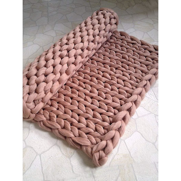 Paksu Merinovillainen Neulepeitto - Boho Koti Sisustus 100x130cm Ruskea