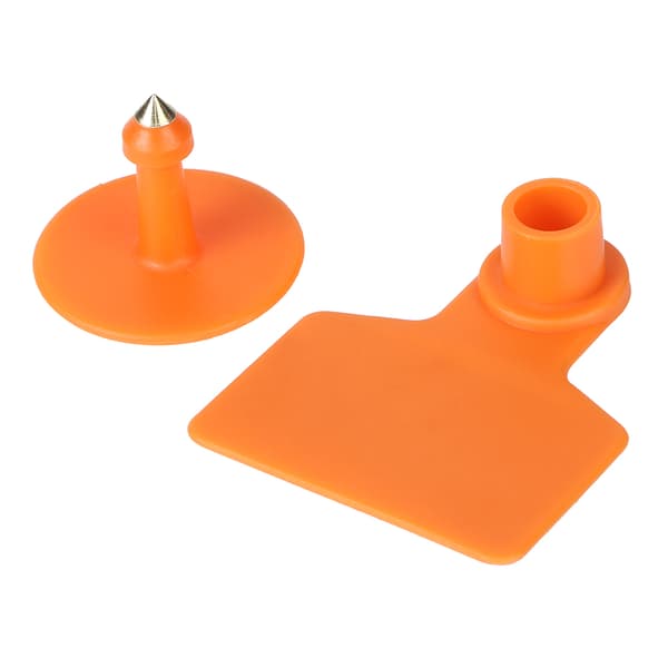 100 stk. Øremærker til husdyr, nummererede, mærkningsudstyr til grise, køer, får, dyr, orange til grise, 48x40 mm