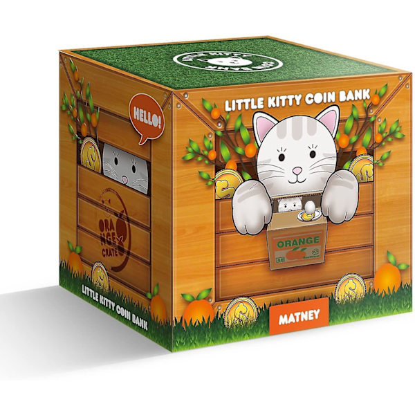 Myntstjelende Kattboks - Hvit Kitty Spargris