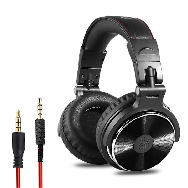 Kablede hodetelefoner med mikrofon for DJ, piano, gitar - Hi-Res Audio med ekstra basslyd, komfortable og sammenleggbare med deleport, 2 jekk-kontakter