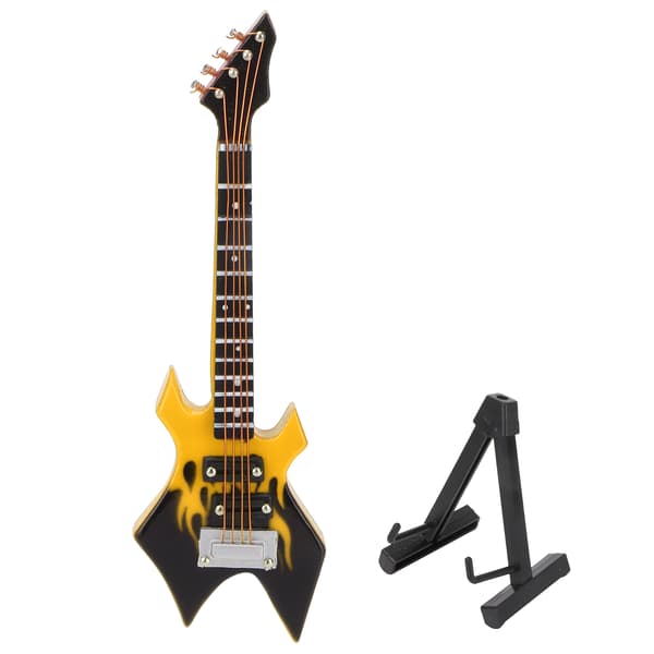 Basmodell Miniatyr Träsimulering Gitarr Modell Musikinstrument OrnamentGul