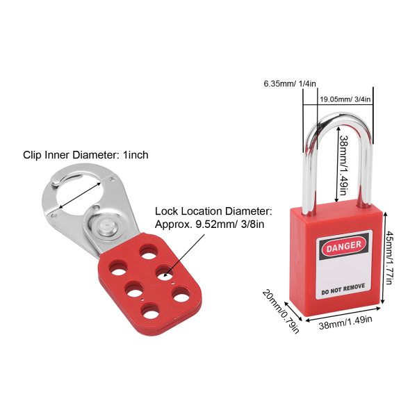 Elektrisk Lockout Tagout Kit: Hængelåse, hasper, mærker, nøgler og taske