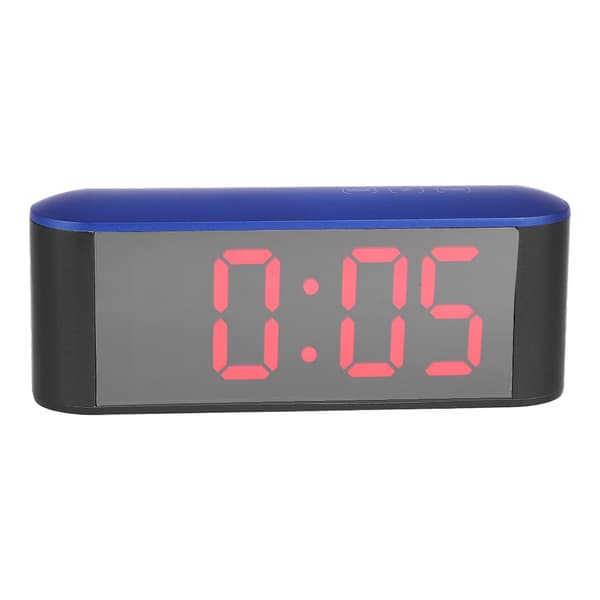 Termometer Elektronisk Speiloverflate Digital Vekkerklokke Med Snooze (Blått Skall Rødt Nummer)