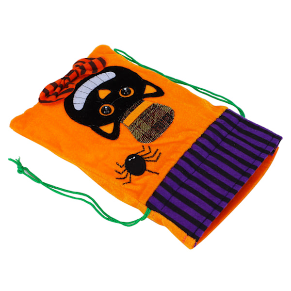 Halloween Burlap Gaveposer Græskar Spøgelse Festival Candy Syning Uld NonWoven Opbevaringspose (Sort Kat)