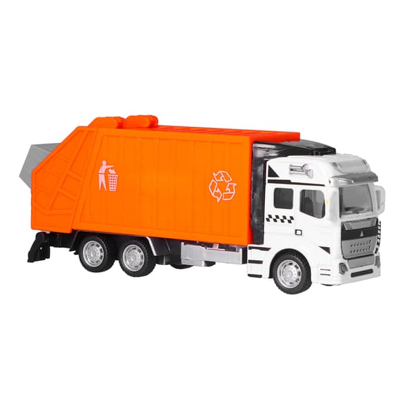 1:48 Pull Back Sopbil Leksak Legering Plast Leverans Sopbil Fordon Leksaker Dekoration för Pojkar Orange