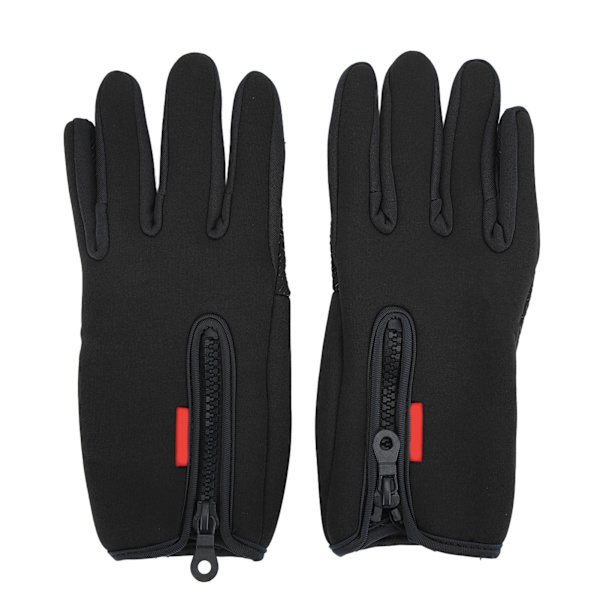 1 par vinter touchscreen-hansker i fleece, termiske, vindtette med glidelås for menn og kvinner, løping, sykling, ski, svart, M