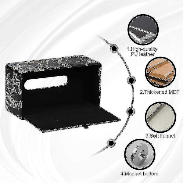 Servettbox Omslag Stilren Rektangulär Servettboxhållare Med Magnetisk Botten För Badrum Sovrum Eller Kontor (svart Guld Marmormönster)