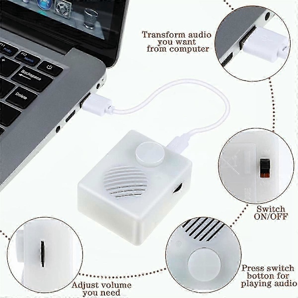 16M Ljudbox kompatibel med Gosedjur, 960 Sekunder Tryckknapp Ljudbox, USB Röstbox Spelknapp Enhet