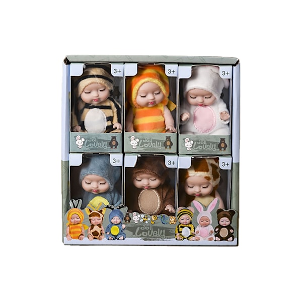 6 st Mini Sova Återfödelse Dockor Miniatyr dockleksaker för baby Barn Flickor Födelsedagspresent