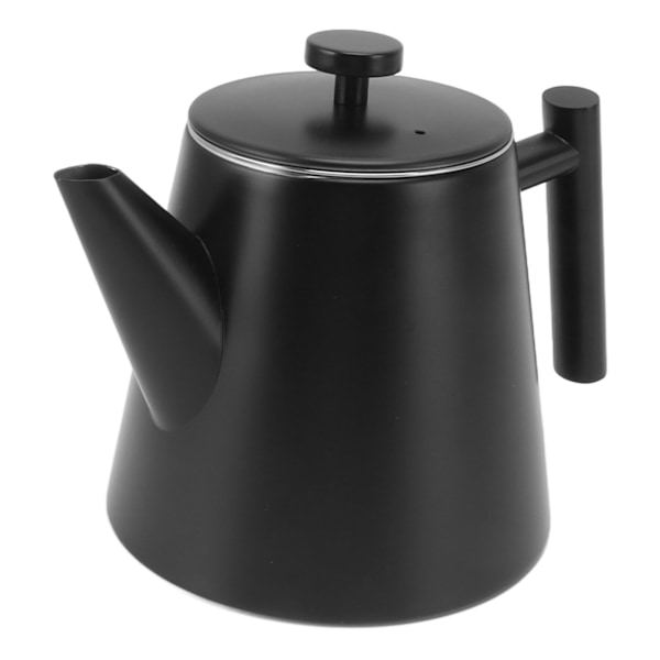 1L Tekande i Rustfrit Stål Dobbelt Lag Glansfuld Satin Finish Glat Touch Sort Vandkedel til Hjem Restaurant