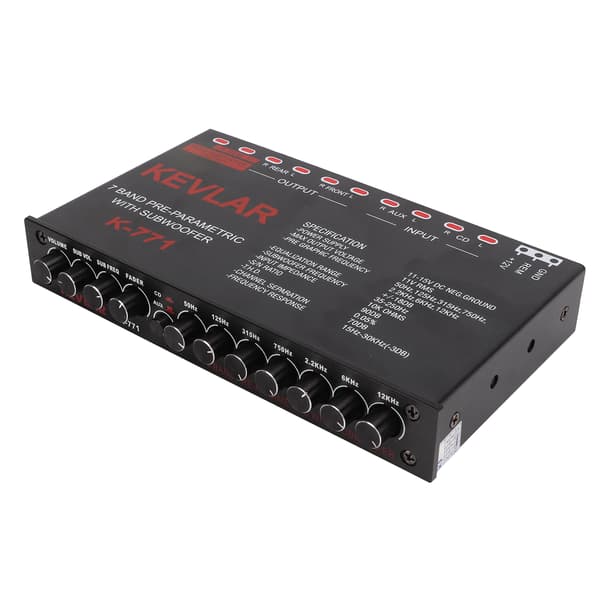Bil Ljud Grafisk Equalizer Universal Lågpass 7-Bands Variabel Förstärkningsjustering Högnivåingång EQ för Stereosystem