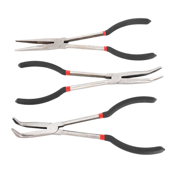 3-pack nåltång 11 tum stål förlängd rak 45 grader 90 grader lång näbbtång