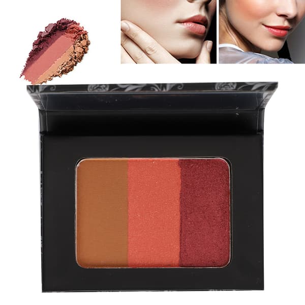 3 farver Blusher Ansigtsmakeup Blush Puder Mat Skygge Kontur Kosmetik