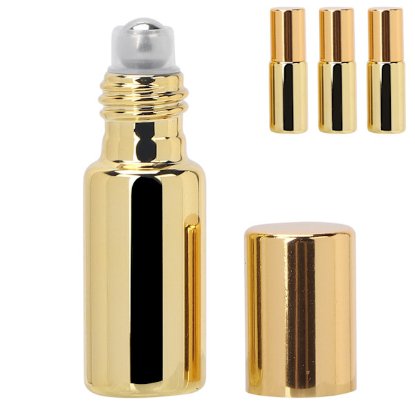 3 st professionella parfymrullflaskor i glas bärbara eteriska oljerullflaskor set 5ml Guld