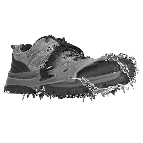 1 par universelle 19 tænder Anti Slip Ice Cleat Sko Greb Spikes Klamper Crampons til Vandring Klatringgrå