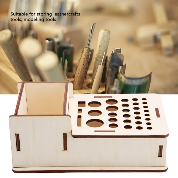 Multi DIY Craft Tool Lagring Trähållare Basswood Läder Verktygsställ