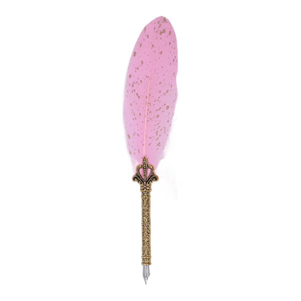 Fjærpennsett Retro Elegant Utsøkt Mønster Glattskrivende Fjærpenn Kalligrafipennsett med Utskiftbare Spisser Rosa