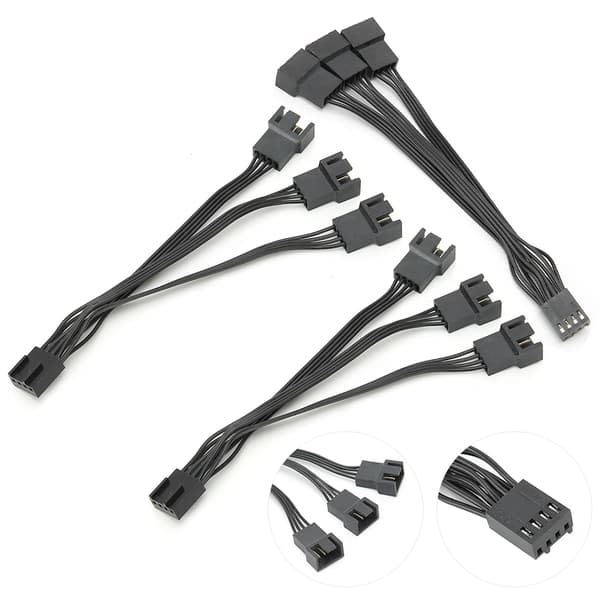 3 stk vifteforlengelseskabel 1 til 3 4-pinners kontakt splitteradapter strømomformer