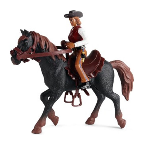 Cowboyhästleksak Hög simulering naturtrogna detaljer Säker plast Ljusa färger Ridfigur för barn Bordsskiva svart häst