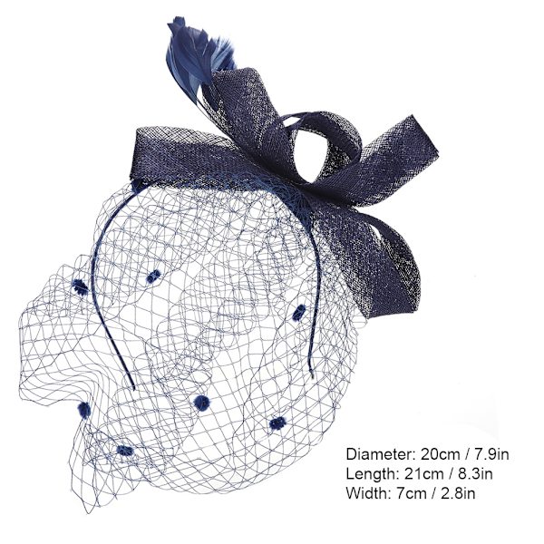 Bröllop Kvinnor Nät Mesh Brud Slöja Hattar Brudar Fascinator Hårkläder Hår Tillbehör(Marinblå)