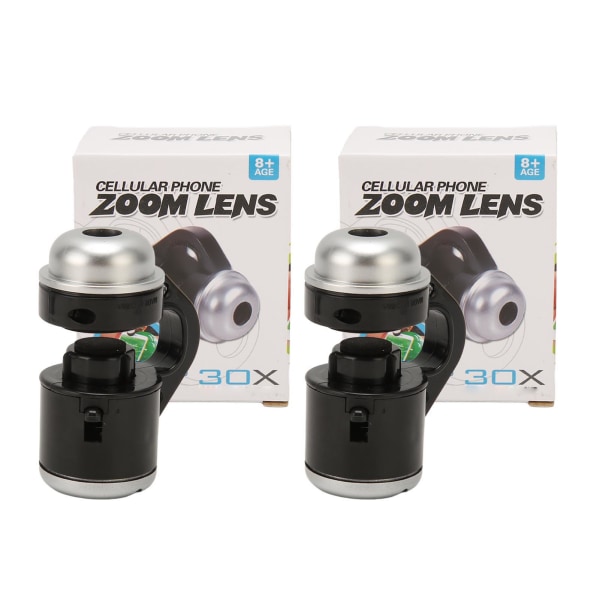 2 stk telefonmikroskop 30x zoom LED-mikroskop bærbart klipsmikroskop for huddeteksjon hårundersøkelse