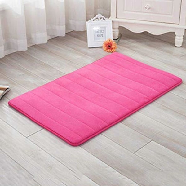 Baderomsmatte Sklisikker Badematte Absorberende Badematte Memory Foam Baderomsmatte Gulvmatter (50x80 Cm, Rose Rød)