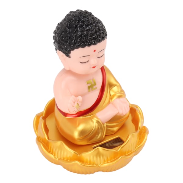 Buddha Ornament Solcelledrevet Lys Energisensor Automatisk Nikkende Buddha Dekoration til Hjem Bil Kontor Guld Tøj