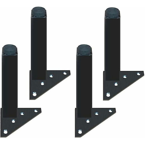 4 Justerbara Möbelben, DIY-stativ med Halkfritt Gummi för Matbord (6cm, Svart)