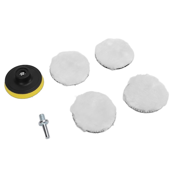6 st 3 tums polerskiva av imiterad ull med 5/8 tum 11 borr-adapter, polerplattor för bilpolermaskin
