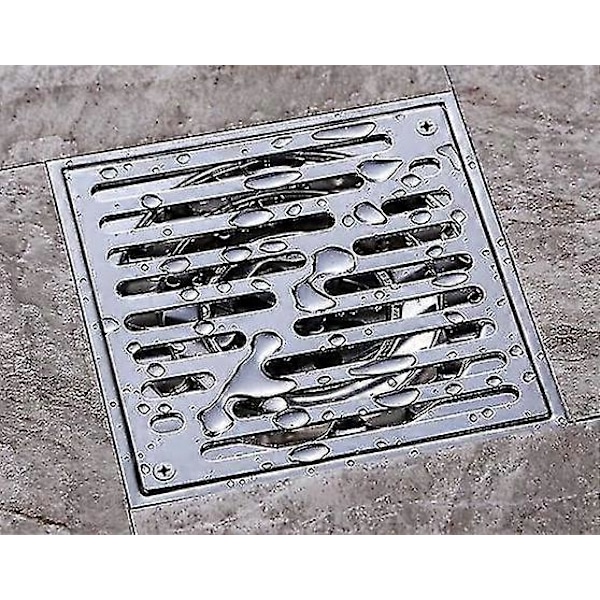 2 stk. Dusjavløp i rustfritt stål, stort kaliber, baderomsgulvavløp, avløpsrist, dusjavløp, sølv, 15 * 15 cm Zekai