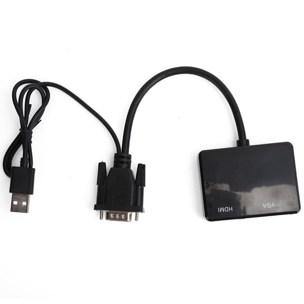 VGA til VGA High Definition Multimedia Interface Splitter Konverter Understøtter Dobbelt Skærmadapter Sort