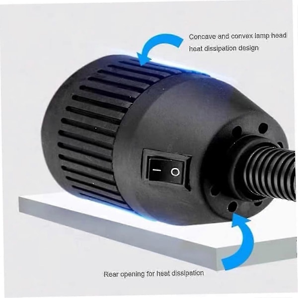 Maskinlampe Metal Industriarbejdslampe med Fast Base Fleksibel Arm Drejebænksbelysning 220v 5w (sort) (1 stk)