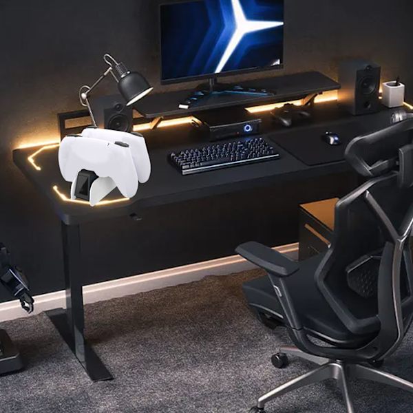Controller-ladestation Smart Effektiv Hurtig Dobbelt Opladningsdock med LED-indikator til PS5 Sort Hvid