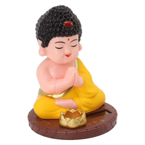 Munk Dekoration Automatisk Nikkende Buddha Statue Figur med Solpanel til Hjem Bil Ornamenter