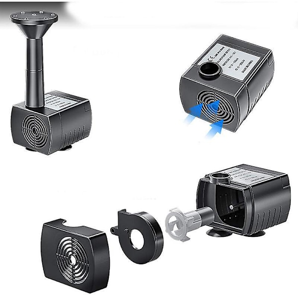 Havefontæne Solcellepumpe 1.5W Opgraderet Solcellefontæne Dammepumpe med Pæl, Solcelledrevet Fontæne Vandpumpe til Fuglebad, Have, Pool, Akvarium